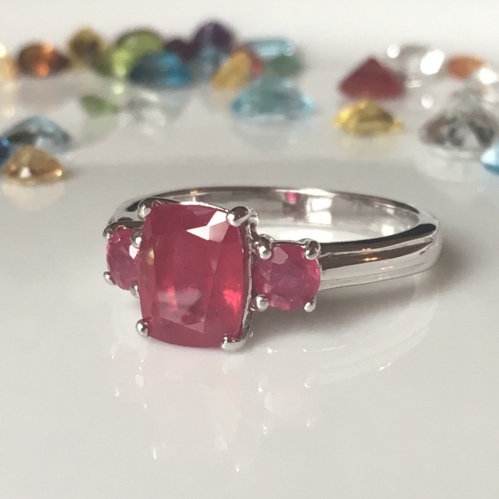 Genuine Ruby Ring, Sterling Silver.